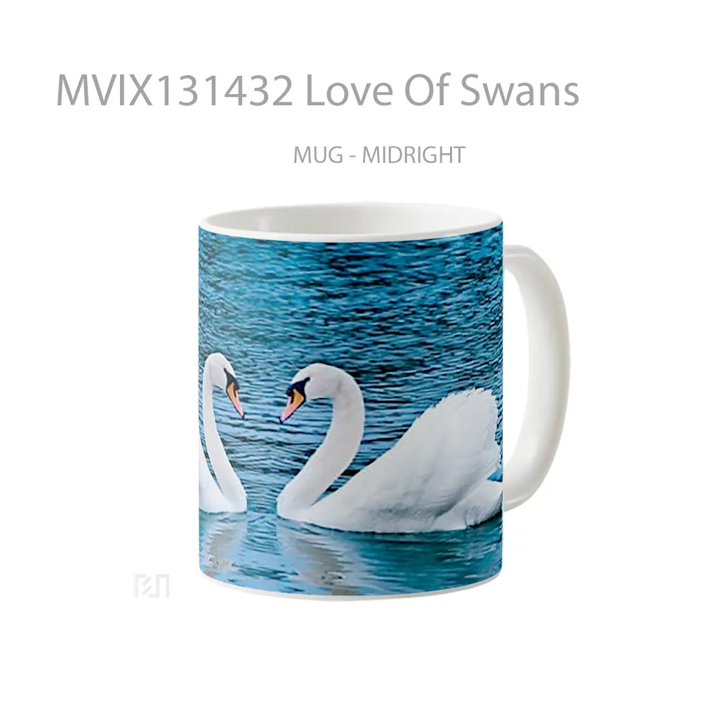 Mug Love Of Swans Gelas Keramik Unik - All-side / Desain