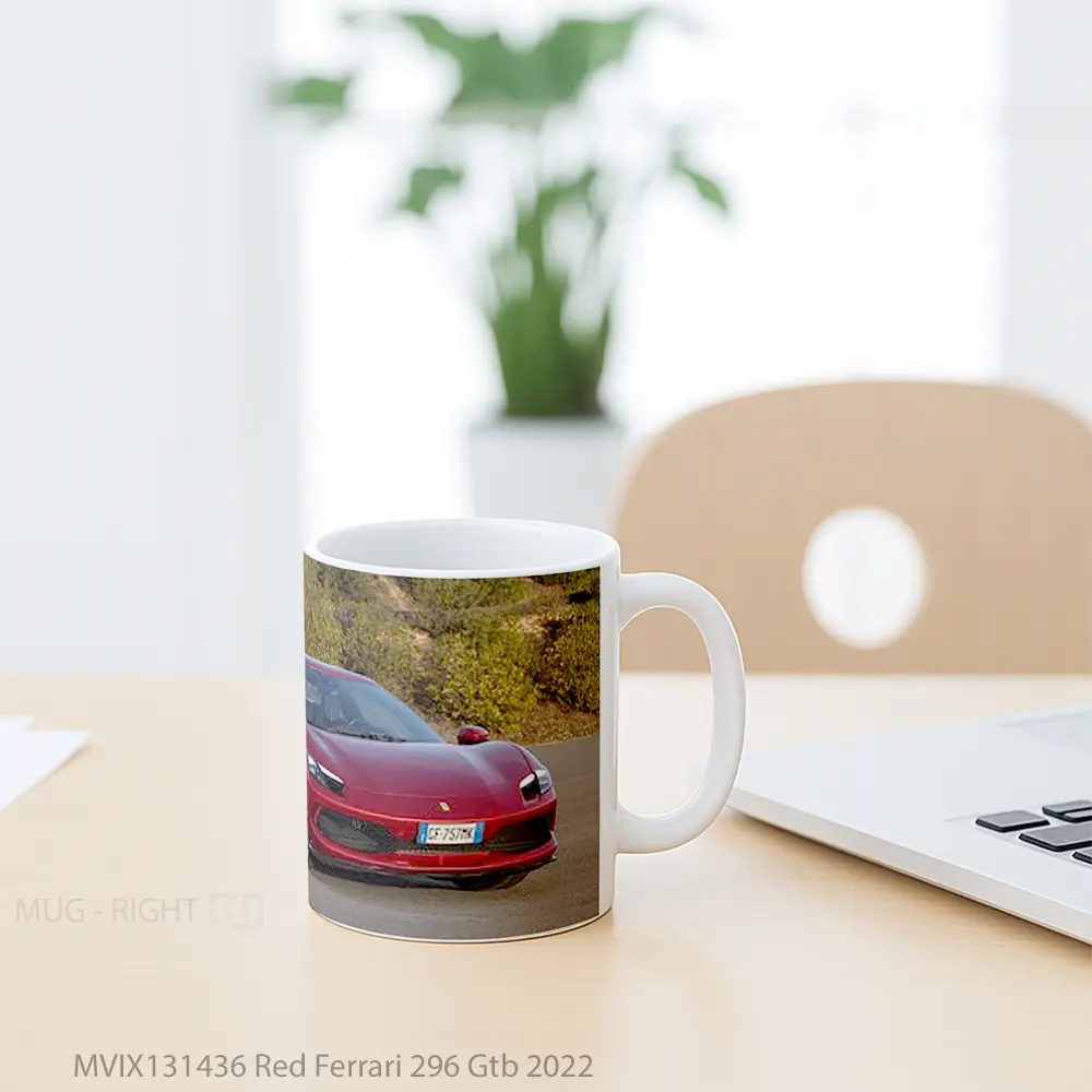 Mug Red Ferrari 296 Gtb 2022 Cangkir Mobil - All-side / Desain