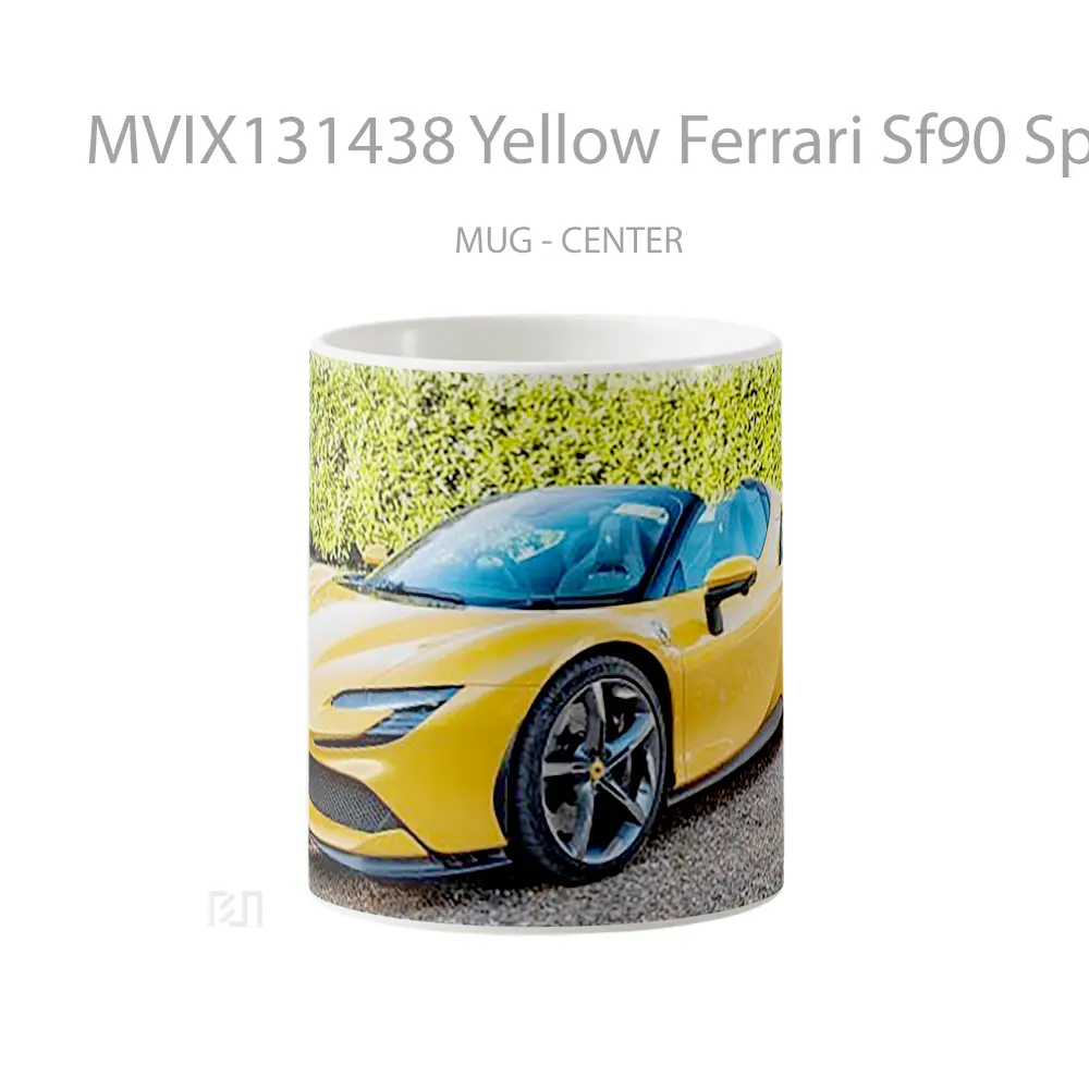 Mug Yellow Ferrari Sf90 Spider Car Cangkir Mobil