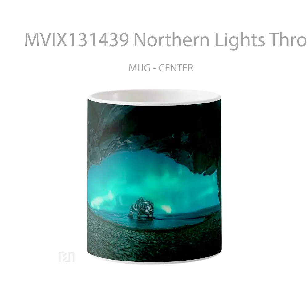 Mug Northern Lights Through Cave Gelas Pemandangan Alam