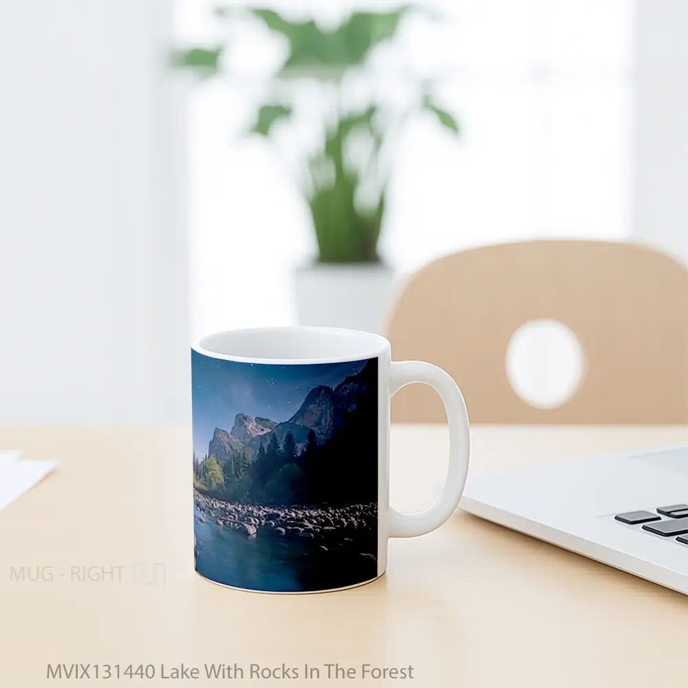 Mug Lake With Rocks In The Forest Gelas Pemandangan Alam - All-side / Desain