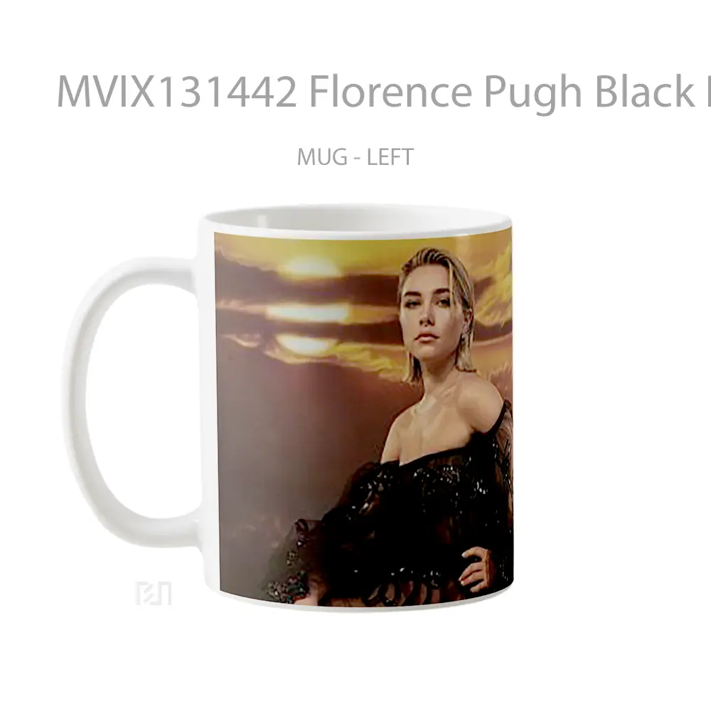 Mug Florence Pugh Black Dress Gelas Keramik Unik - All-side / Desain