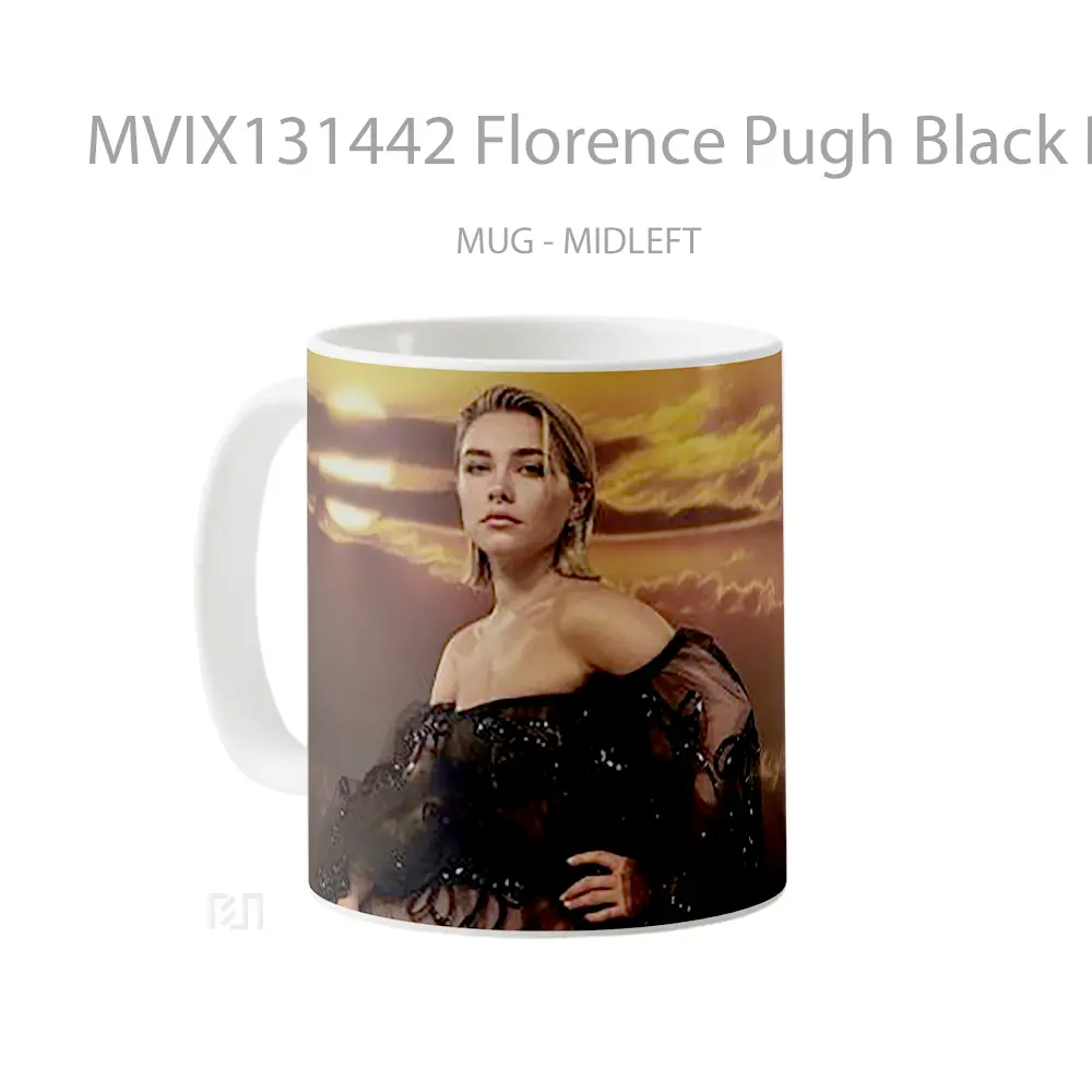 Mug Florence Pugh Black Dress Gelas Keramik Unik - All-side / Desain