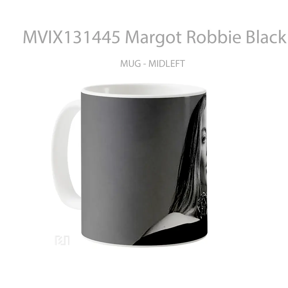 Mug Margot Robbie Black And White Gelas Keramik Unik - All-side / Desain