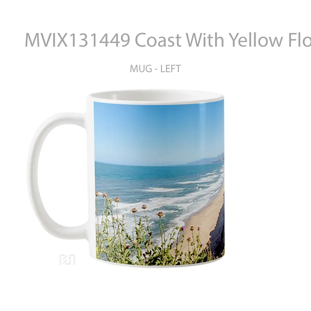 Mug Coast With Yellow Flowers Gelas Pemandangan Alam - All-side / Desain