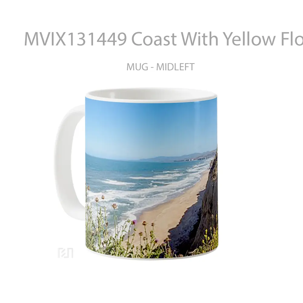 Mug Coast With Yellow Flowers Gelas Pemandangan Alam - All-side / Desain