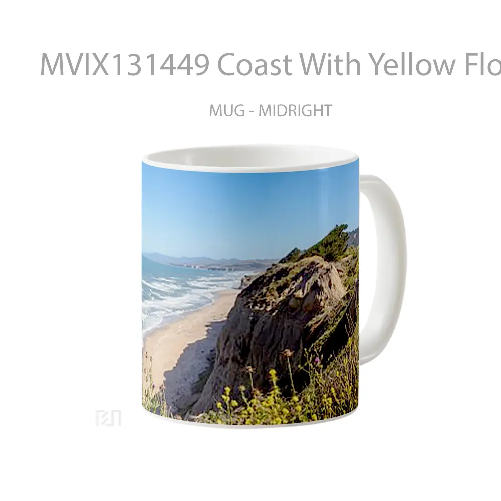 Mug Coast With Yellow Flowers Gelas Pemandangan Alam - All-side / Desain