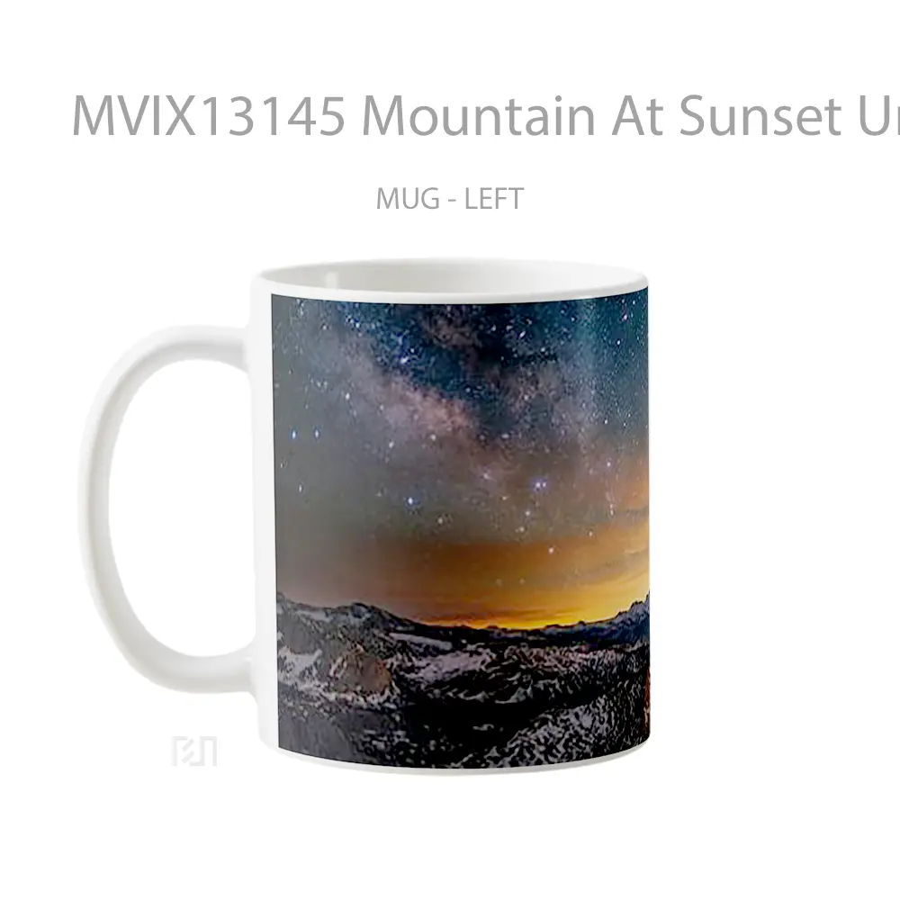 Mug Mountain At Sunset Underneath The Stars Gelas Pemandangan Alam - All-side / Desain