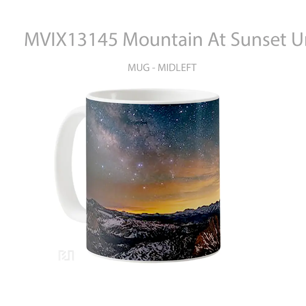 Mug Mountain At Sunset Underneath The Stars Gelas Pemandangan Alam - All-side / Desain