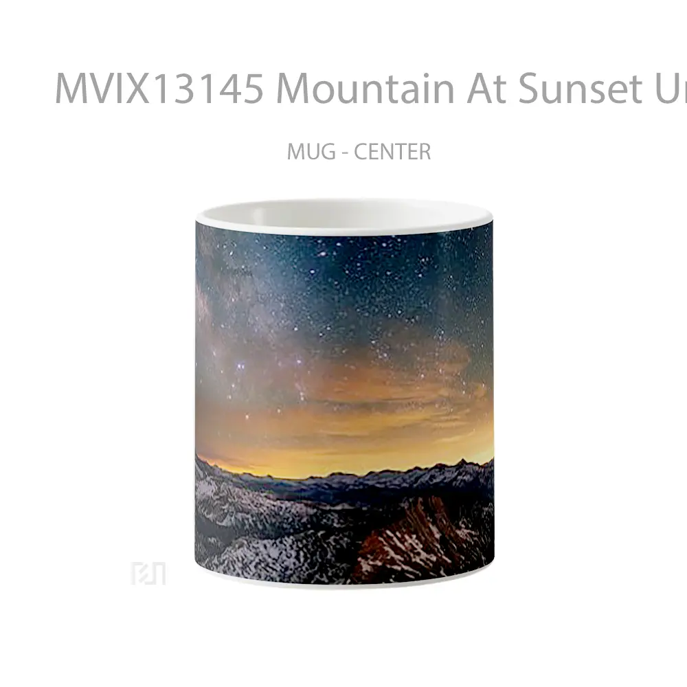 Mug Mountain At Sunset Underneath The Stars Gelas Pemandangan Alam
