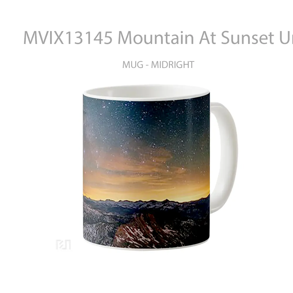Mug Mountain At Sunset Underneath The Stars Gelas Pemandangan Alam - All-side / Desain