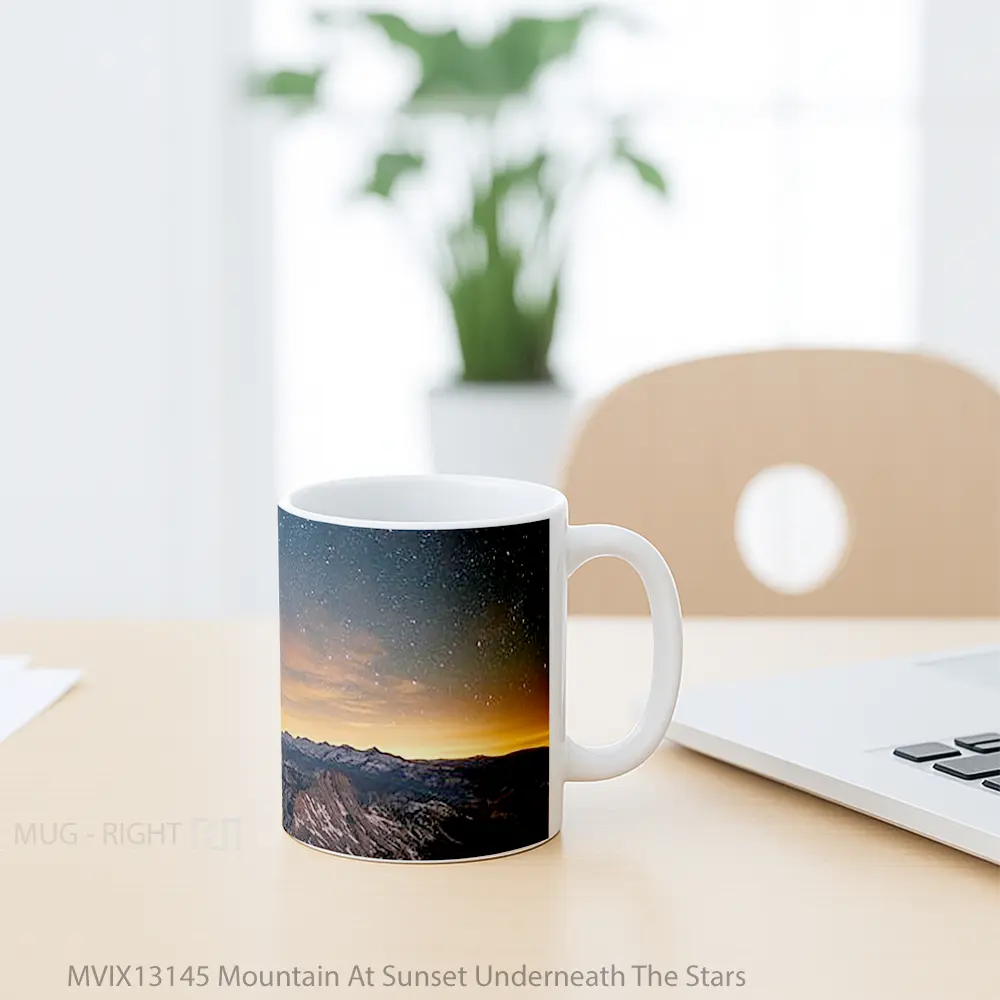 Mug Mountain At Sunset Underneath The Stars Gelas Pemandangan Alam - All-side / Desain