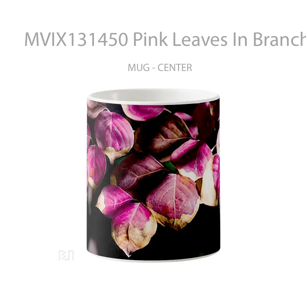 Mug Pink Leaves In Branch Gelas Keramik Unik