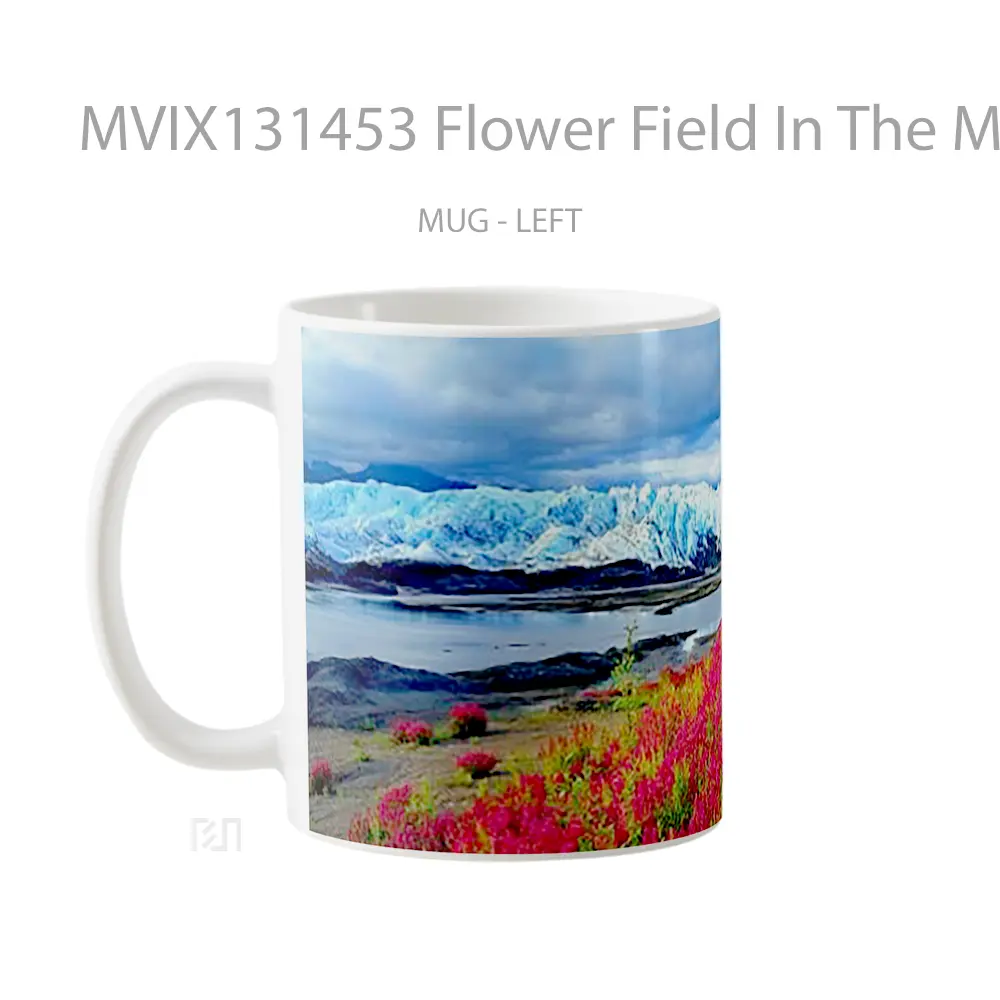 Mug Flower Field In The Mountains Gelas Pemandangan Alam - All-side / Desain