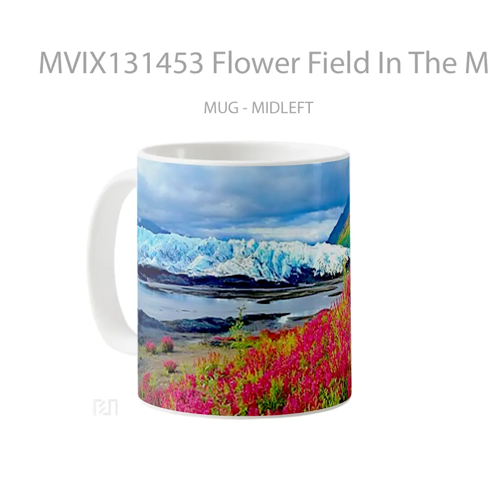 Mug Flower Field In The Mountains Gelas Pemandangan Alam - All-side / Desain