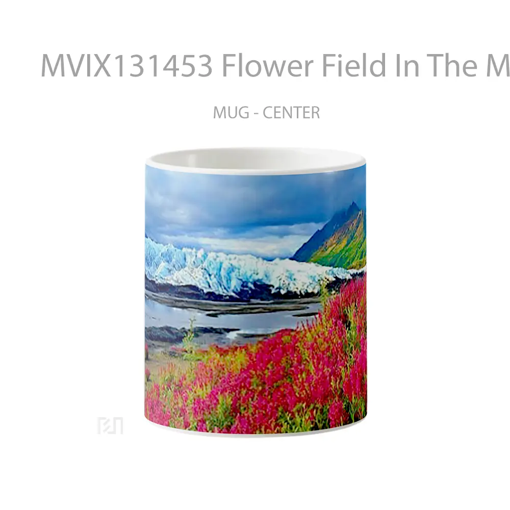 Mug Flower Field In The Mountains Gelas Pemandangan Alam
