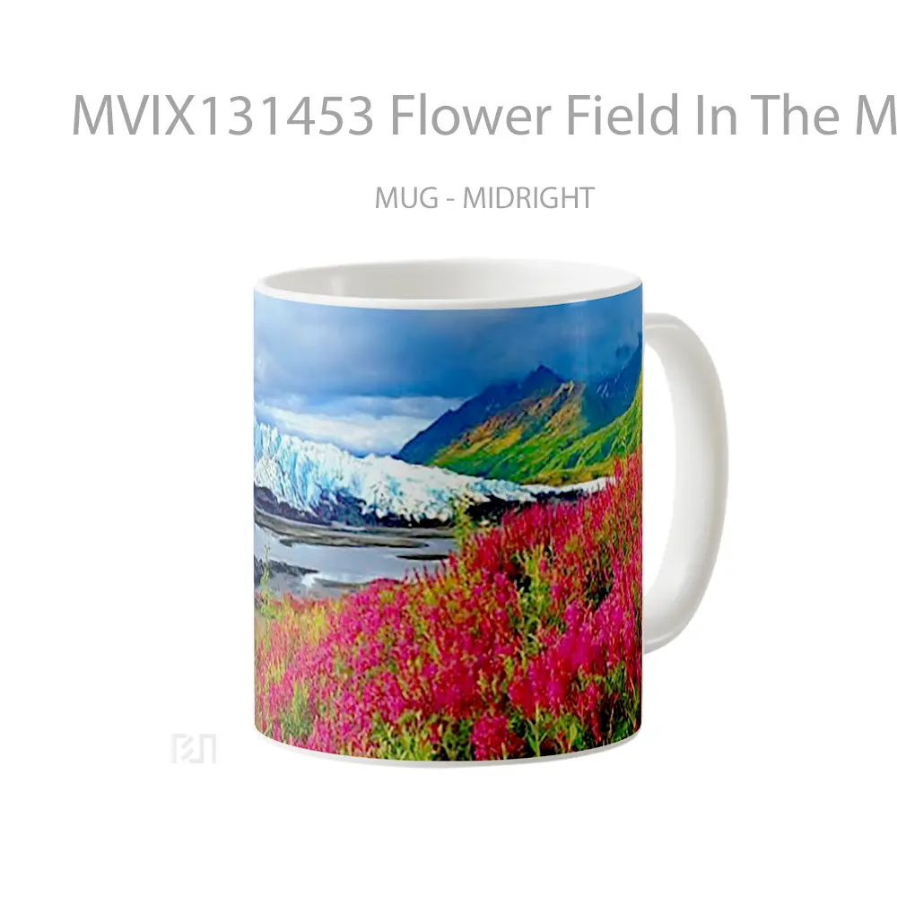 Mug Flower Field In The Mountains Gelas Pemandangan Alam - All-side / Desain