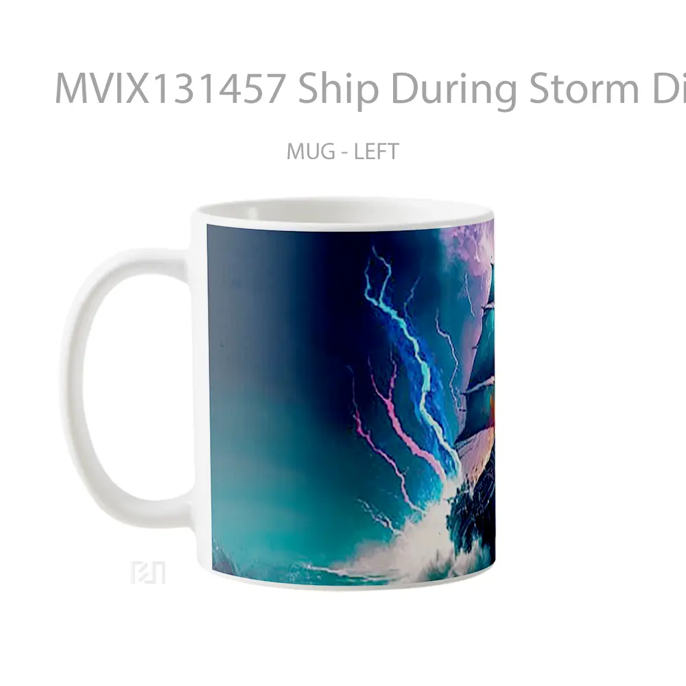Mug Ship During Storm Digital Art Gelas Superhero - All-side / Desain