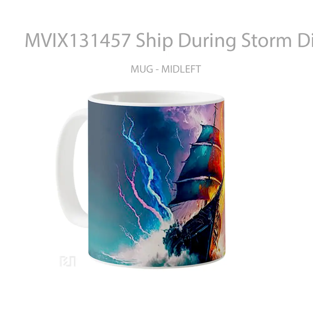 Mug Ship During Storm Digital Art Gelas Superhero - All-side / Desain