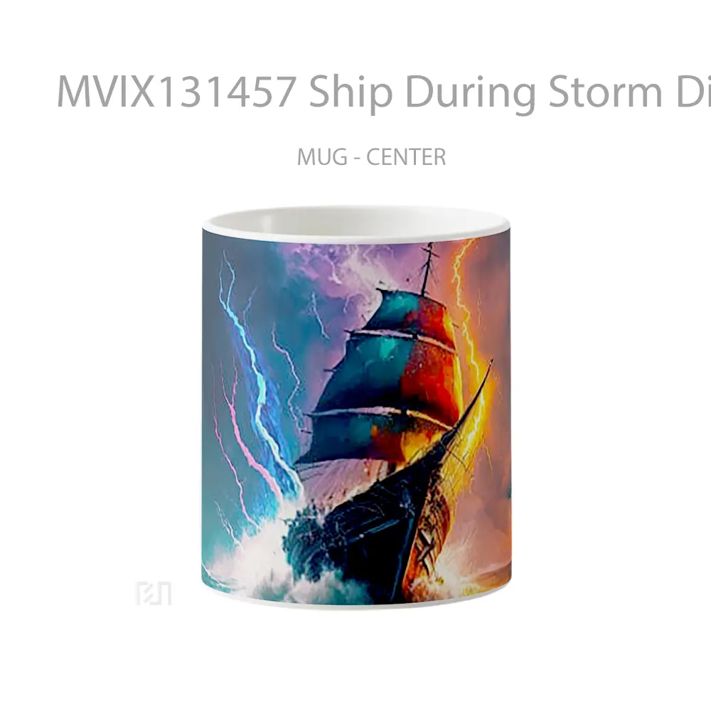 Mug Ship During Storm Digital Art Gelas Superhero