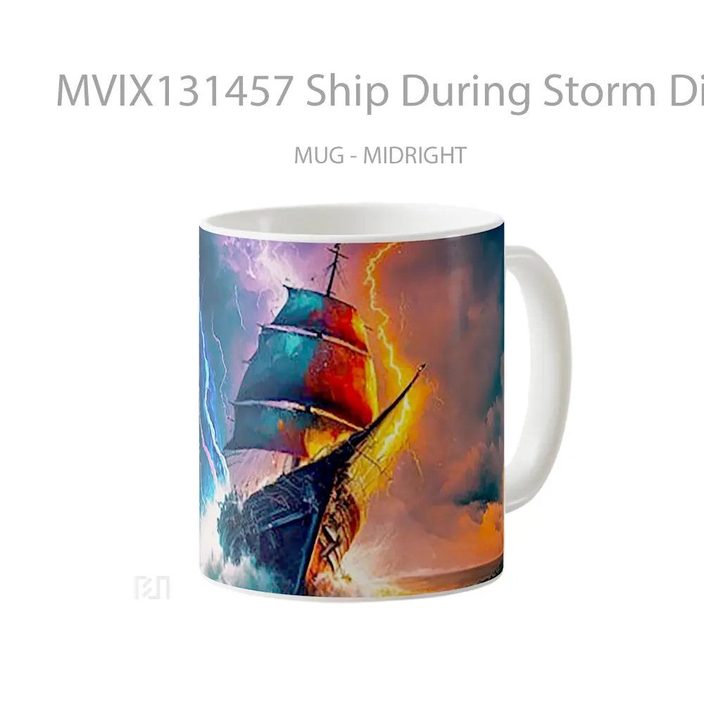 Mug Ship During Storm Digital Art Gelas Superhero - All-side / Desain