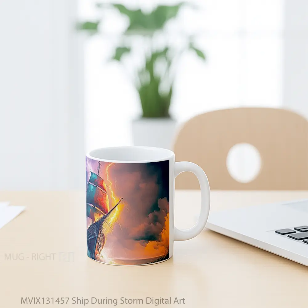Mug Ship During Storm Digital Art Gelas Superhero - All-side / Desain
