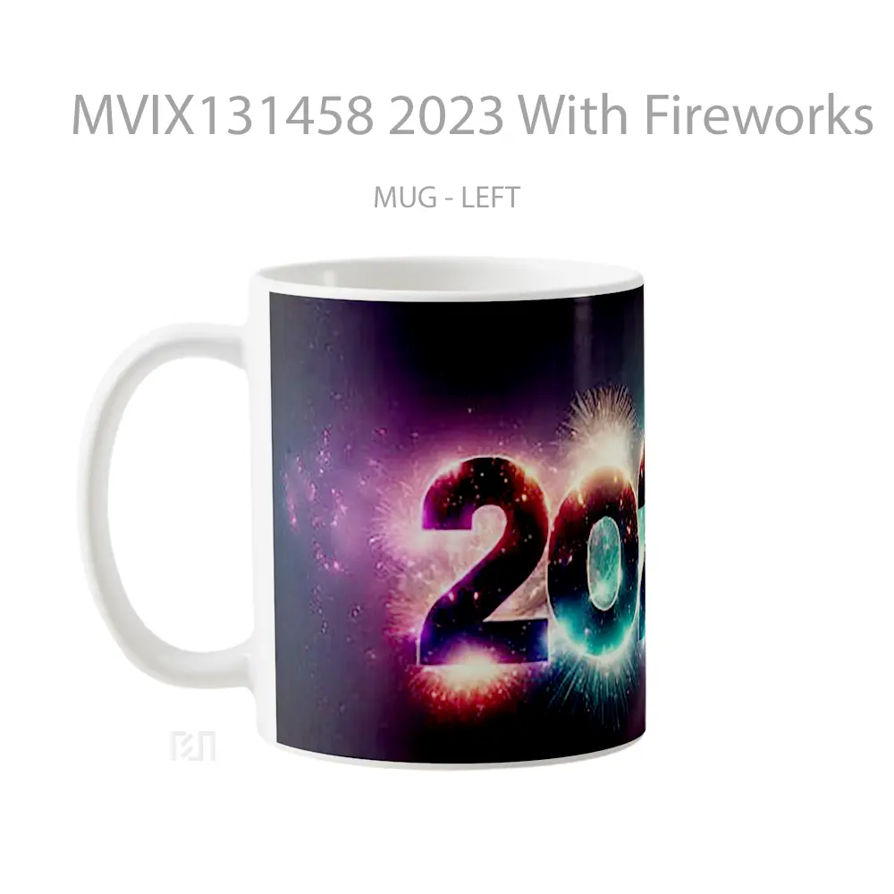 Mug 2023 With Fireworks Gelas Keramik Unik - All-side / Desain