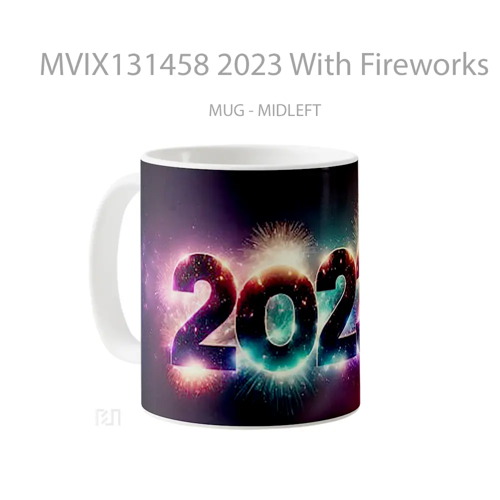 Mug 2023 With Fireworks Gelas Keramik Unik - All-side / Desain