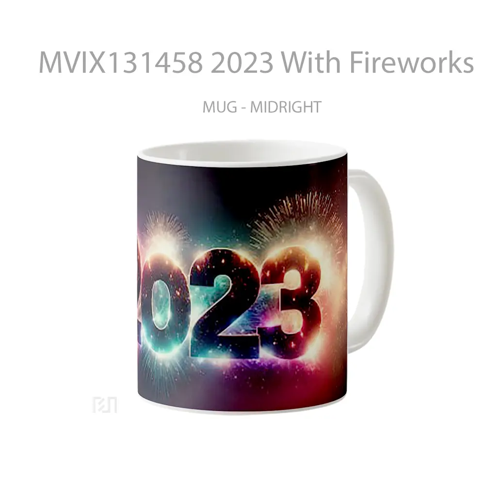 Mug 2023 With Fireworks Gelas Keramik Unik - All-side / Desain