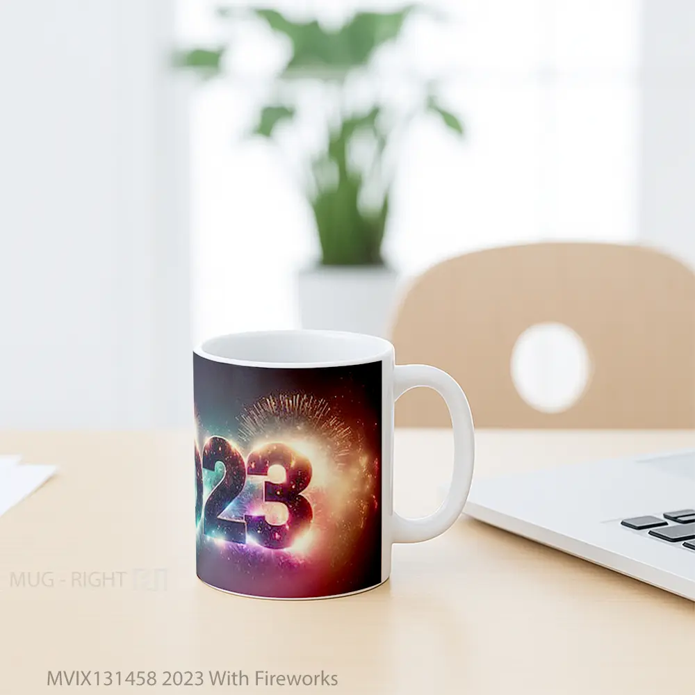 Mug 2023 With Fireworks Gelas Keramik Unik - All-side / Desain
