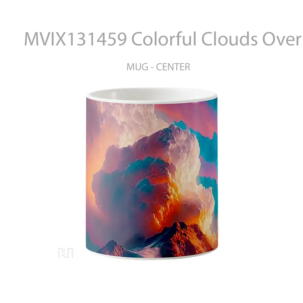Mug Colorful Clouds Over Mountain Digital Art Gelas Pemandangan Alam