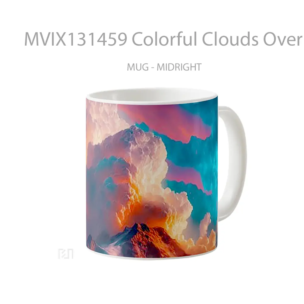 Mug Colorful Clouds Over Mountain Digital Art Gelas Pemandangan Alam - All-side / Desain