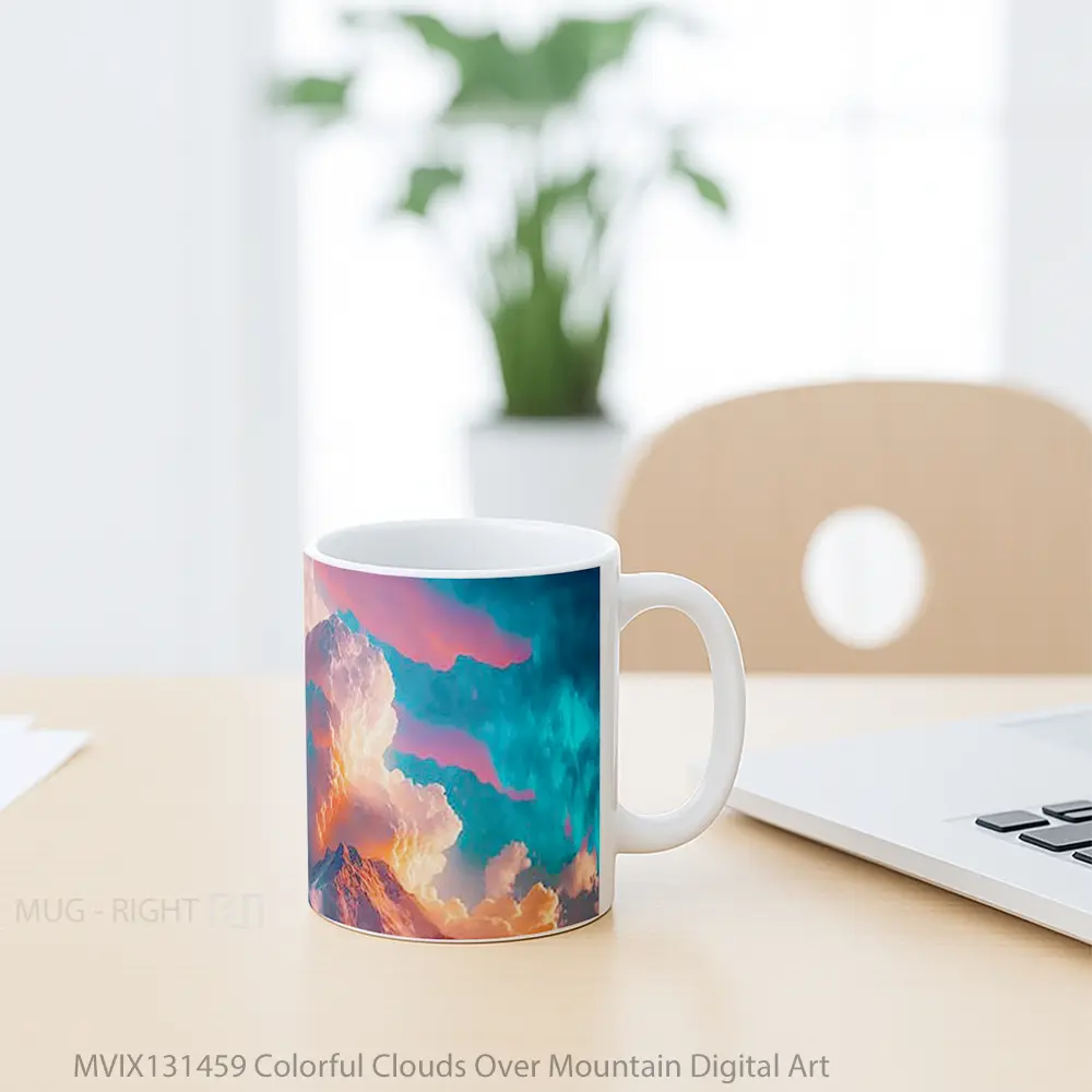 Mug Colorful Clouds Over Mountain Digital Art Gelas Pemandangan Alam - All-side / Desain