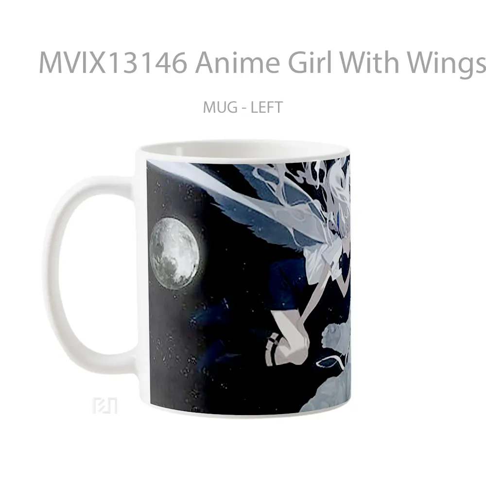 Mug Anime Girl With Wings And Astronaut Cangkir Anime - All-side / Desain