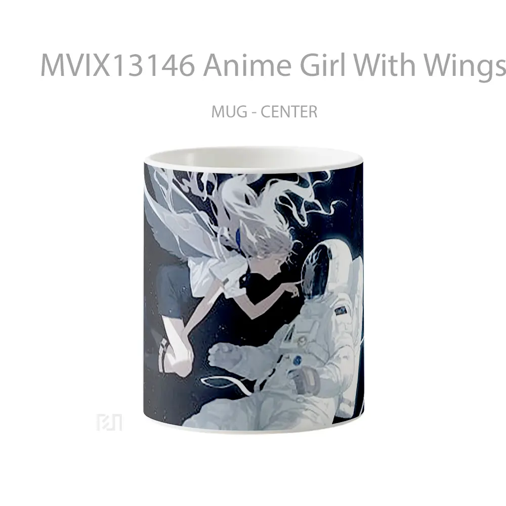 Mug Anime Girl With Wings And Astronaut Cangkir Anime