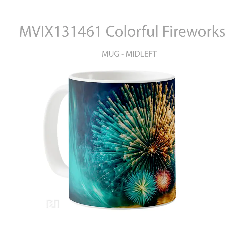Mug Colorful Fireworks Gelas Keramik Unik - All-side / Desain