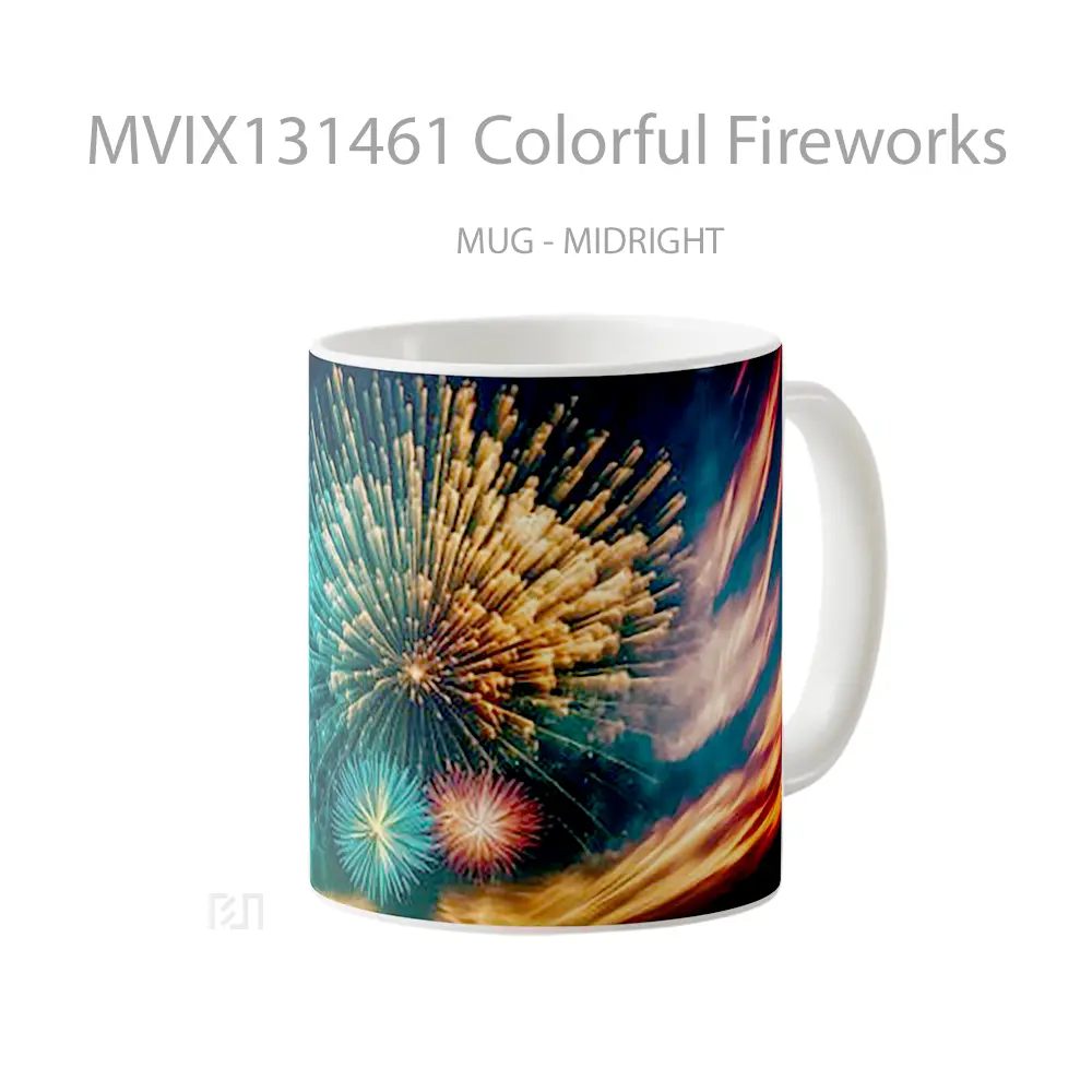 Mug Colorful Fireworks Gelas Keramik Unik - All-side / Desain