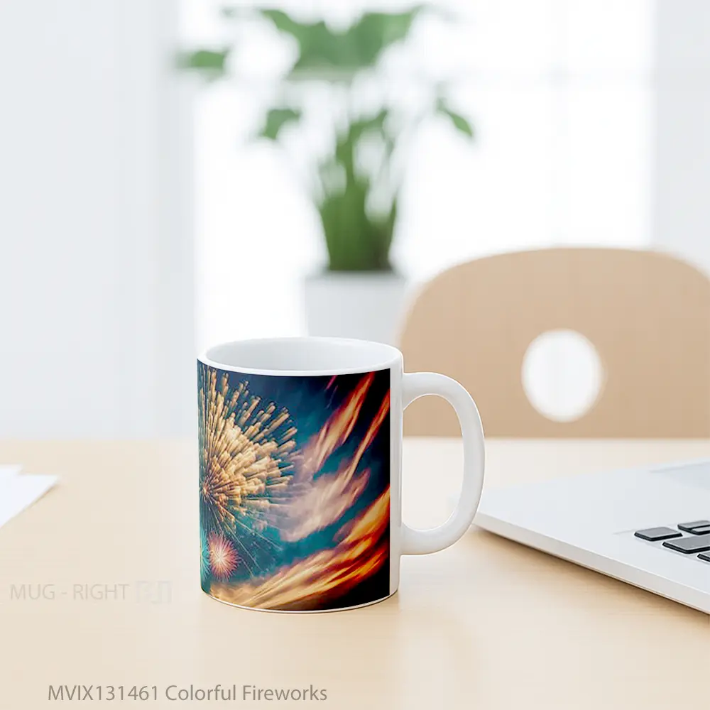 Mug Colorful Fireworks Gelas Keramik Unik - All-side / Desain
