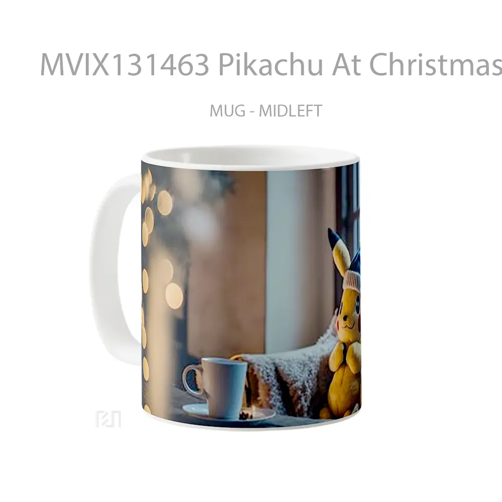 Mug Pikachu At Christmas Gelas Keramik Unik - All-side / Desain