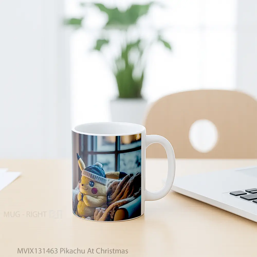 Mug Pikachu At Christmas Gelas Keramik Unik - All-side / Desain