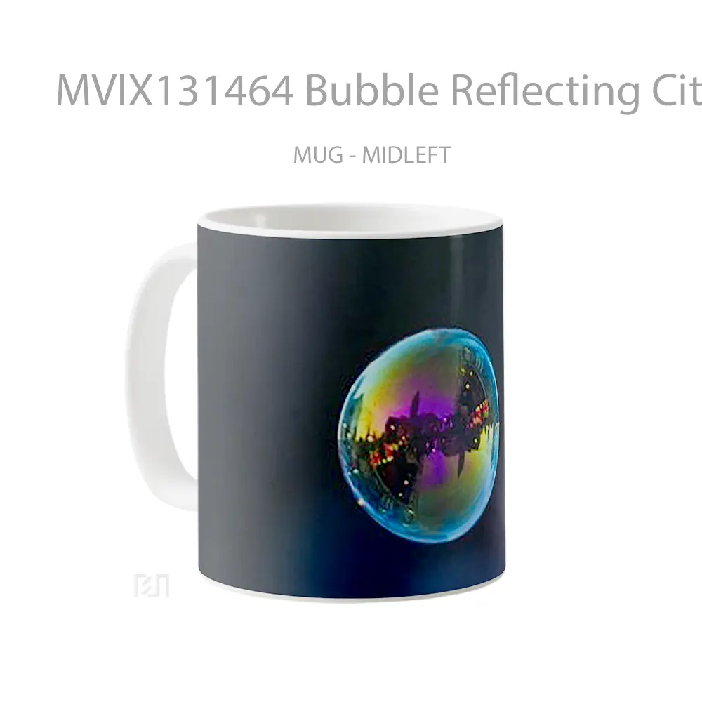 Mug Bubble Reflecting City Gelas Keramik Unik - All-side / Desain