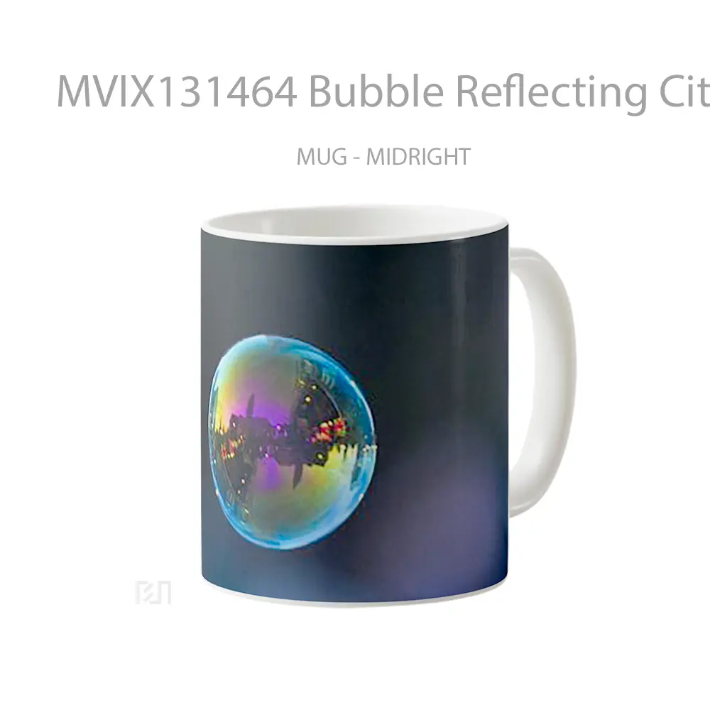 Mug Bubble Reflecting City Gelas Keramik Unik - All-side / Desain