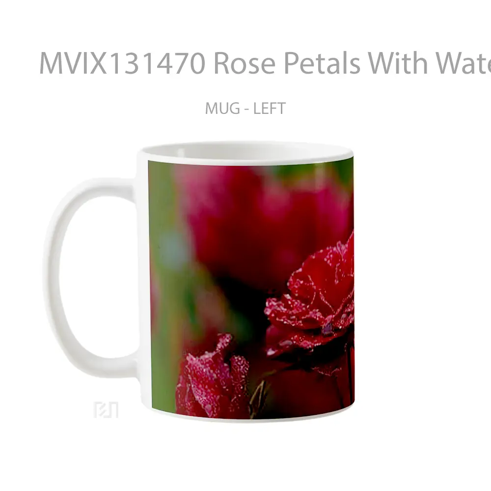 Mug Rose Petals With Water Drops Gelas Pemandangan Alam - All-side / Desain