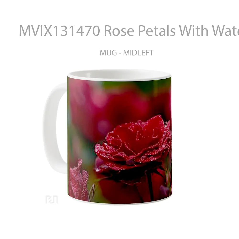 Mug Rose Petals With Water Drops Gelas Pemandangan Alam - All-side / Desain