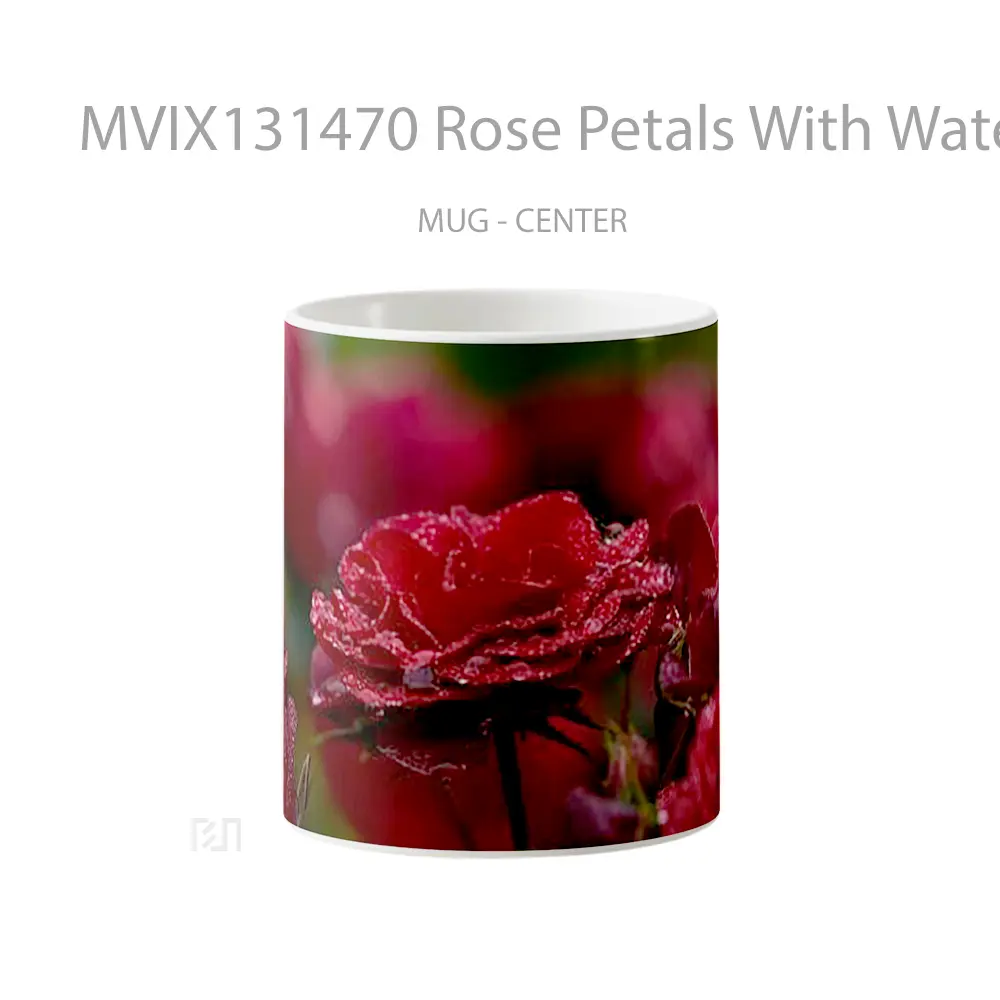 Mug Rose Petals With Water Drops Gelas Pemandangan Alam