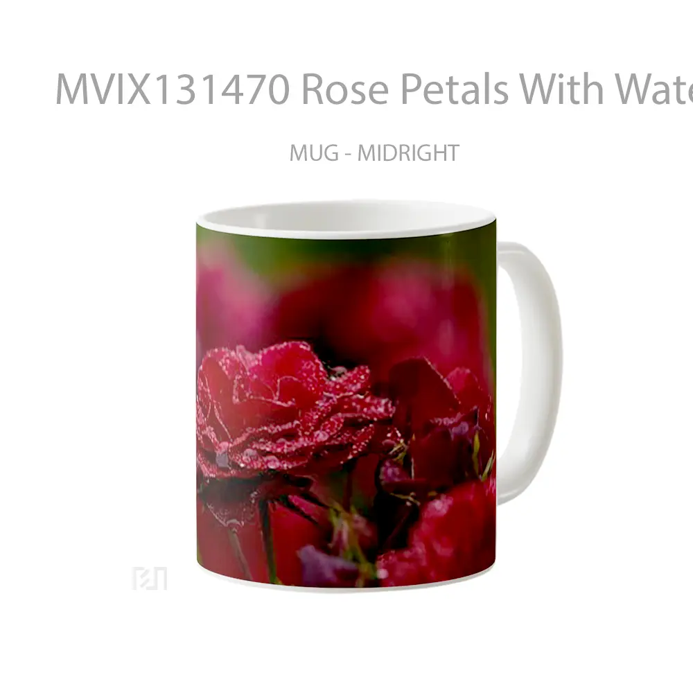Mug Rose Petals With Water Drops Gelas Pemandangan Alam - All-side / Desain