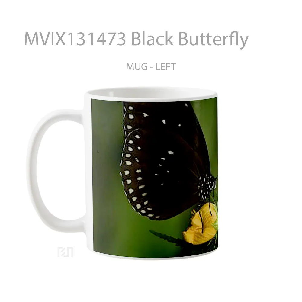 Mug Black Butterfly Gelas Hewan Lucu - All-side / Desain