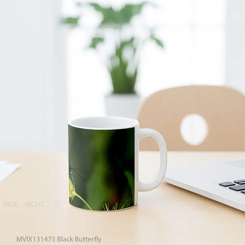 Mug Black Butterfly Gelas Hewan Lucu - All-side / Desain