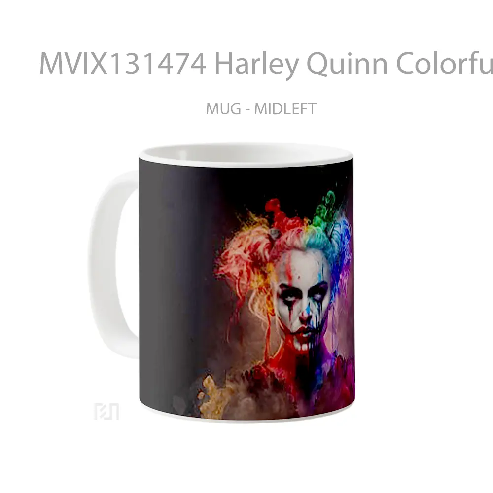 Mug Harley Quinn Colorful Smoke Gelas Keramik Unik - All-side / Desain