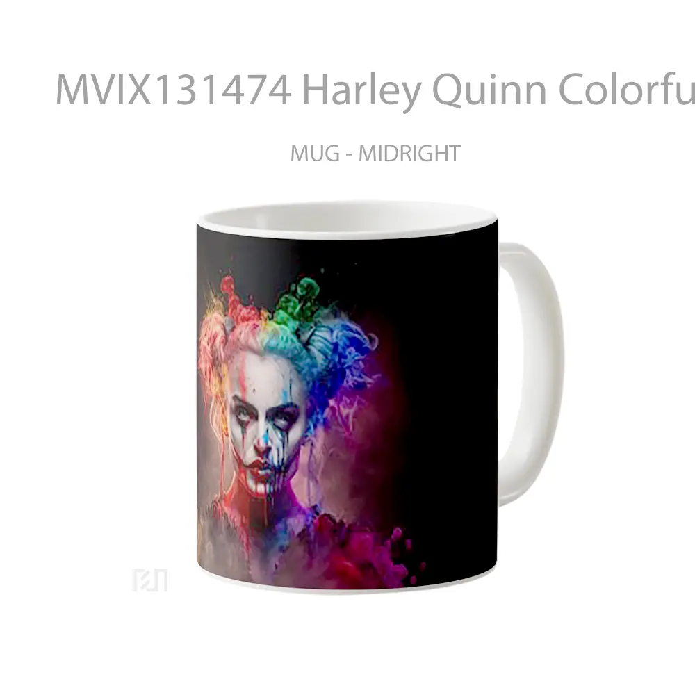 Mug Harley Quinn Colorful Smoke Gelas Keramik Unik - All-side / Desain
